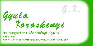 gyula koroskenyi business card